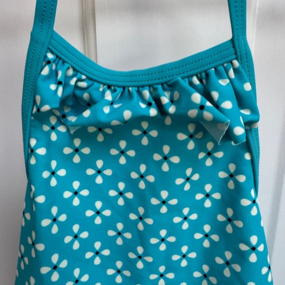 NWOT Tea Collection 3T Teal Halter Top Floral Bikini Top Bathingsuit Swimsuit - Picture 2 of 5